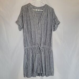 Old Navy Striped Linen Blend Resort Beachy Romper/Jumper Women's Size Large